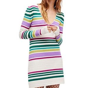 Free People Ivory Gidget Knit Sweater Dress, Med